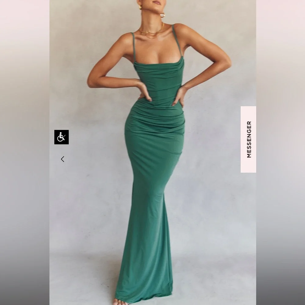 HOUSE OF CB- MILENA FOREST GREEN CORSET MAXI DRESS - Picture 10 of 10